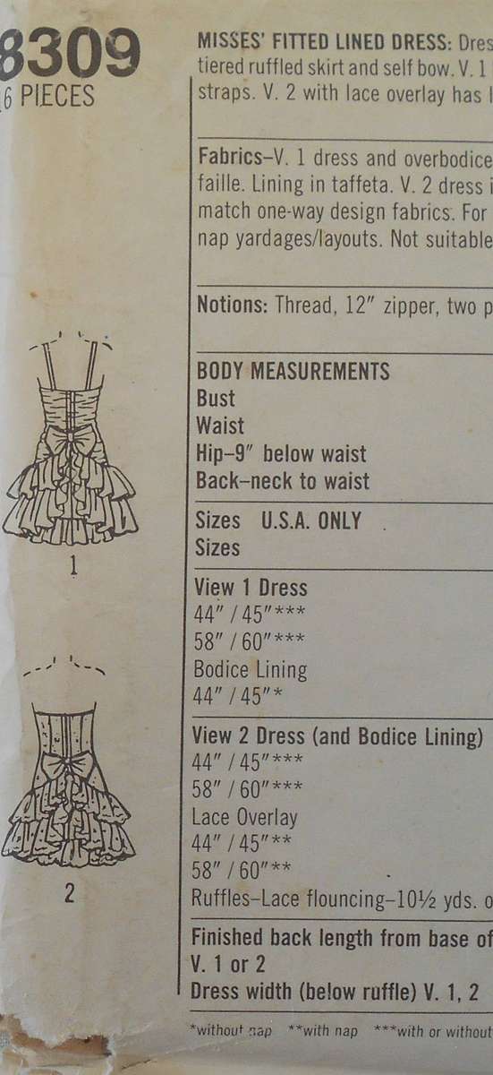 SIMPLICITY 8309 SPECIAL OCASSION FITTED LINED DRESS SIZE 10 COMPLETE-UNCUT-F/FOLDED