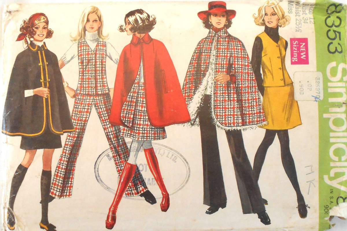 SIMPLICITY 8353 CAPE-WAISTCOAT-PANTS SIZE 12 BUST 34 -NO TOP & SKIRT PATTERN SUPPLIED