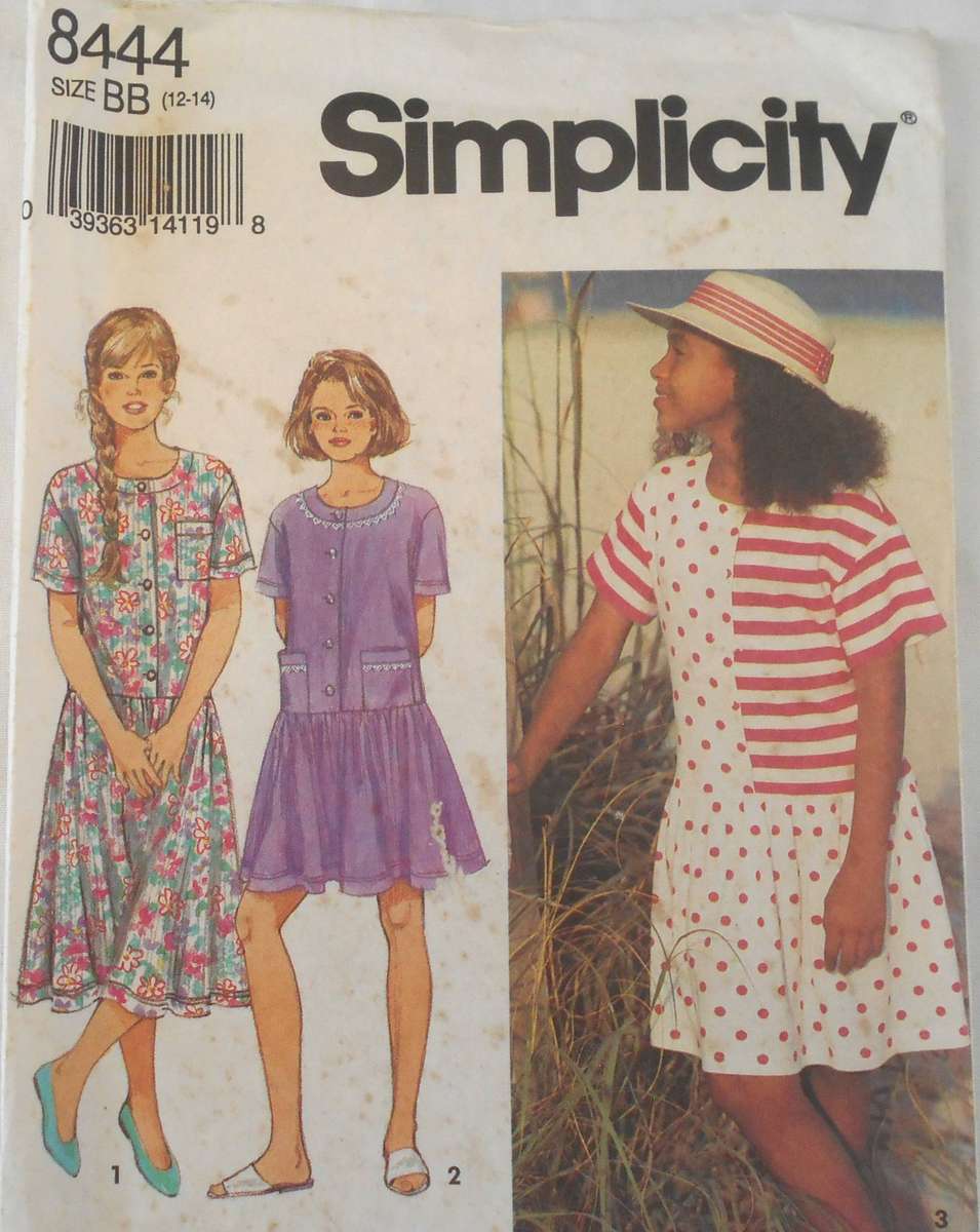 SIMPLICITY 8444 GIRLS DRESS IN 2 LENGTHS SIZE 12-14 YEARS-COMPLETE-UNCUT-F/FOLDED