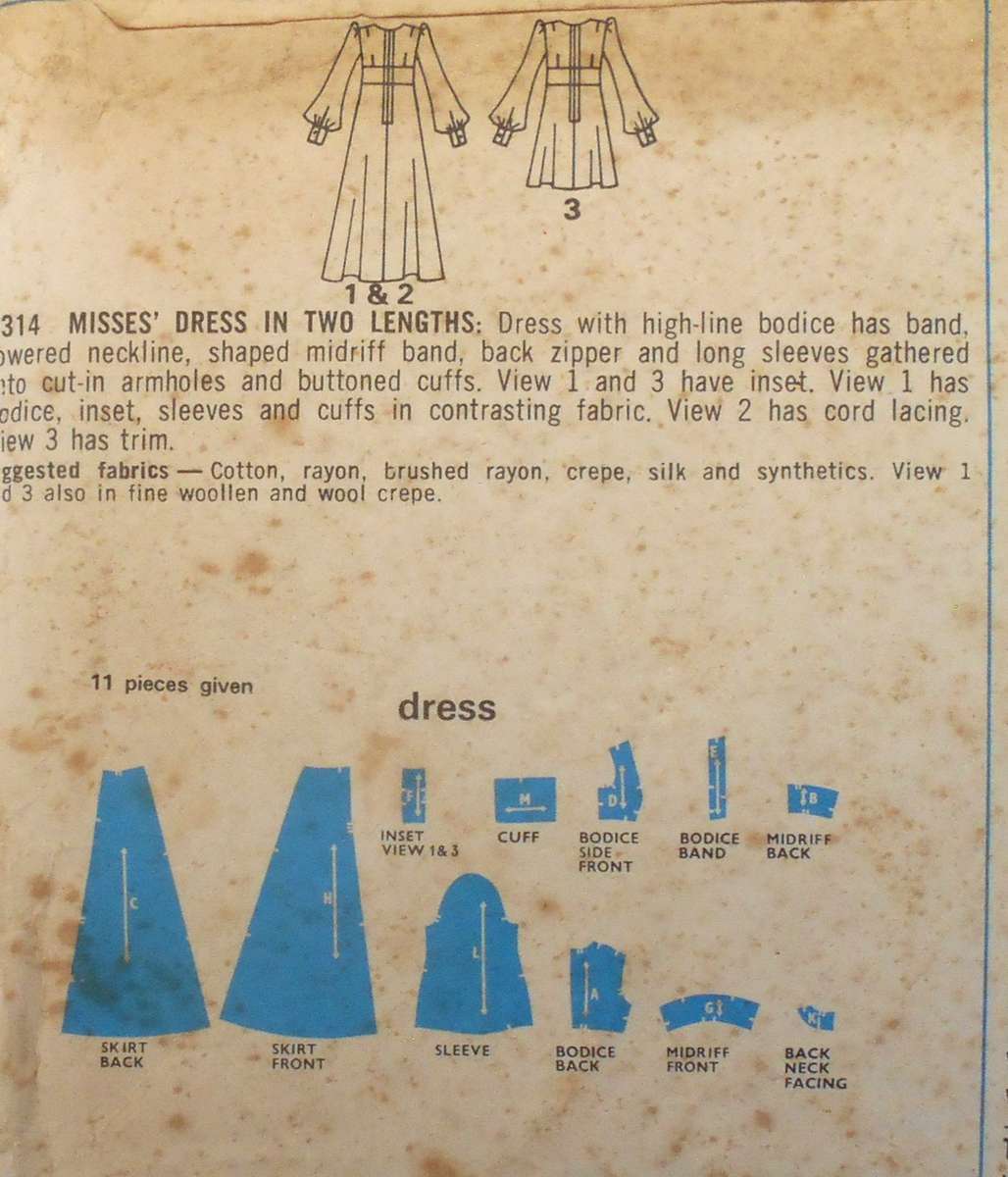 VINTAGE STYLE 4314 DRESS WITH HIGH LINE BODICE SIZE 12 BUST 34 COMPLETE