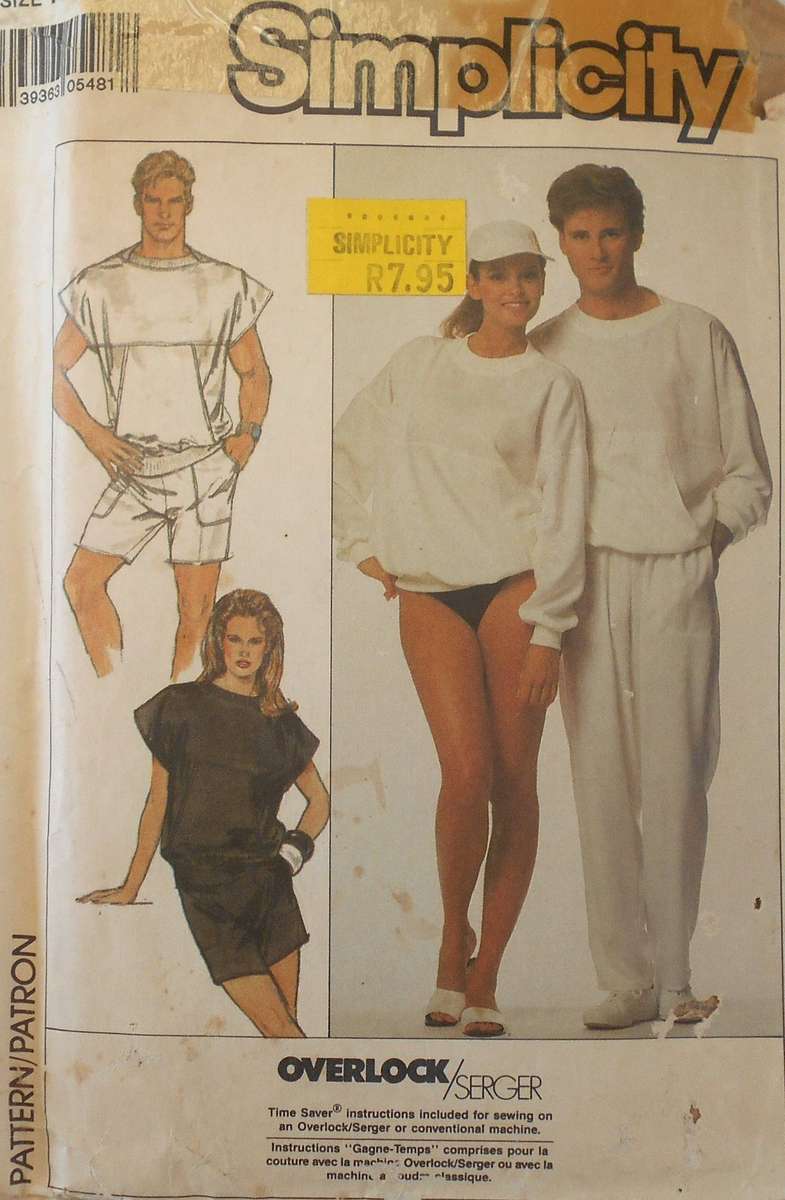 SIMPLICITY 8631 UNISEX LOOSE-FITTING TOP WITH/OUT SLEEVES-PULL ON PANTS-SHORTS SIZE M 14-16 COMPLETE