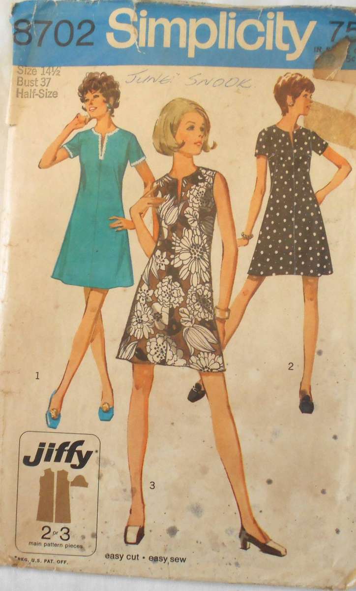 SIMPLICITY 8702 JIFFY DRESS SIZE 14 1/2 BUST 37 COMPLETE
