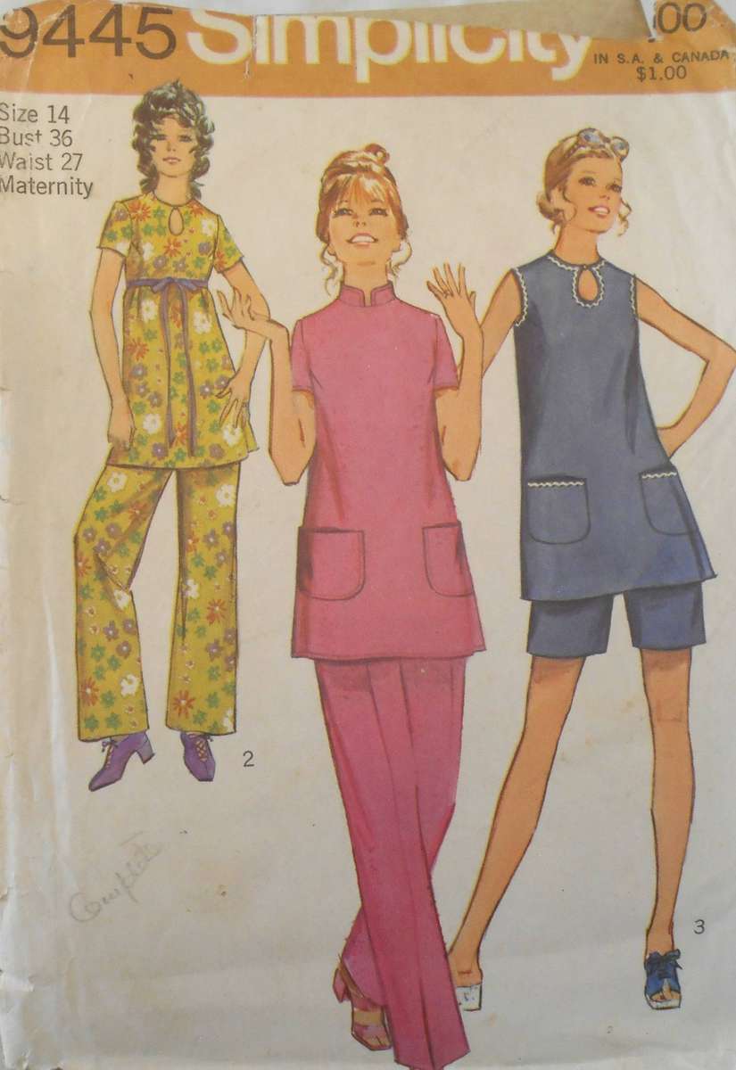 SIMPLICITY 9445 MATERNITY PANTS-TUNIC SIZE  14 BUST 36 COMPLETE