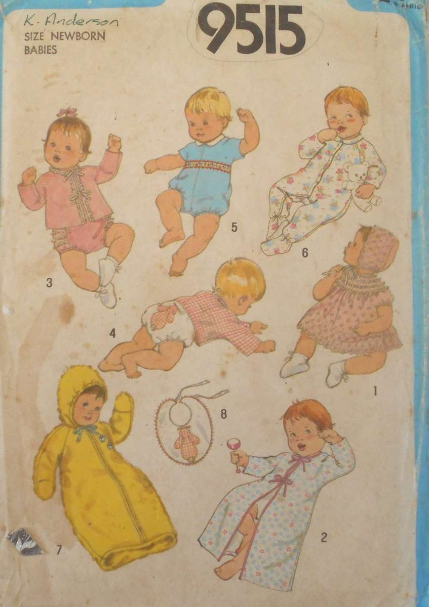 SIMPLICITY 9515 BABIES LAYETTE SIZE NEWBORN- NO SIKPNO OR PANTS PATTERN