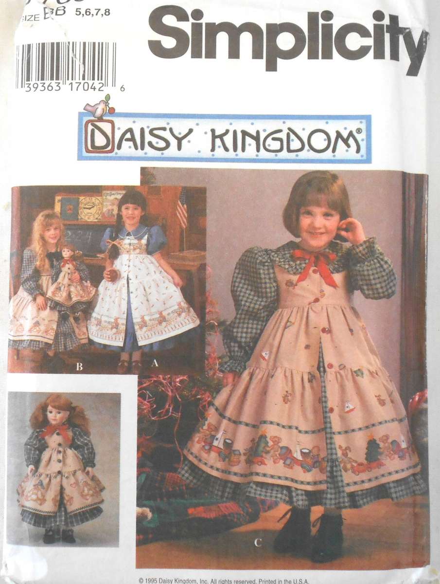 SIMPLICITY 9706 CHILD DRESS-PINAFORE- & DOLLS CLOTHES FOR 18" DOLL- SIZE 5-6-7-8 YEARS COMPLETE