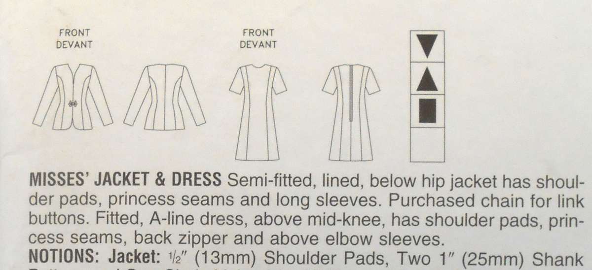 VOGUE 9325 SEMI FITTED LINED JACKET & FITTED A-LINE DRESS SIZE 14-16-18 COMPLETE-UNCUT-F/FOLDED