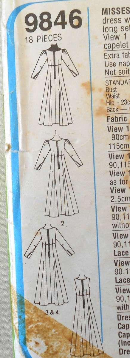 SIMPLICITY 9846 BRIDES OR BRIDEMAID DRESS & CAPELET SIZE 12 BUST 87 CM COMPLETE-UNCUT-F/FOLDED