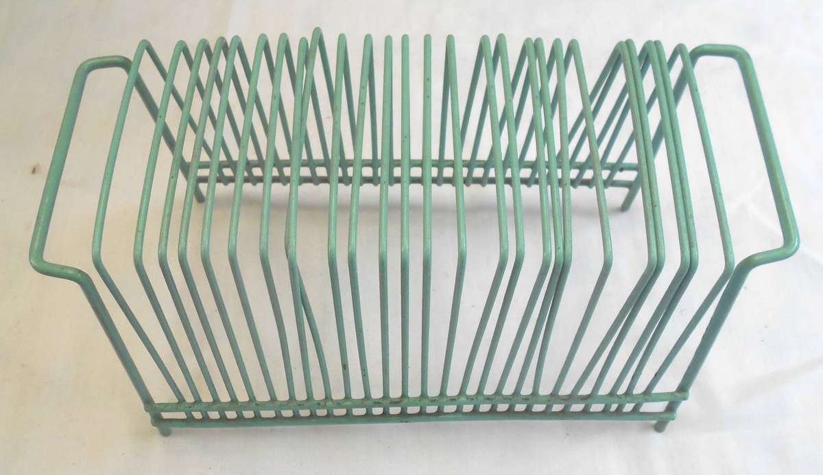 1 GREEN (hold 25 LPS) VINYL RECORD STAND (5) v/good condition