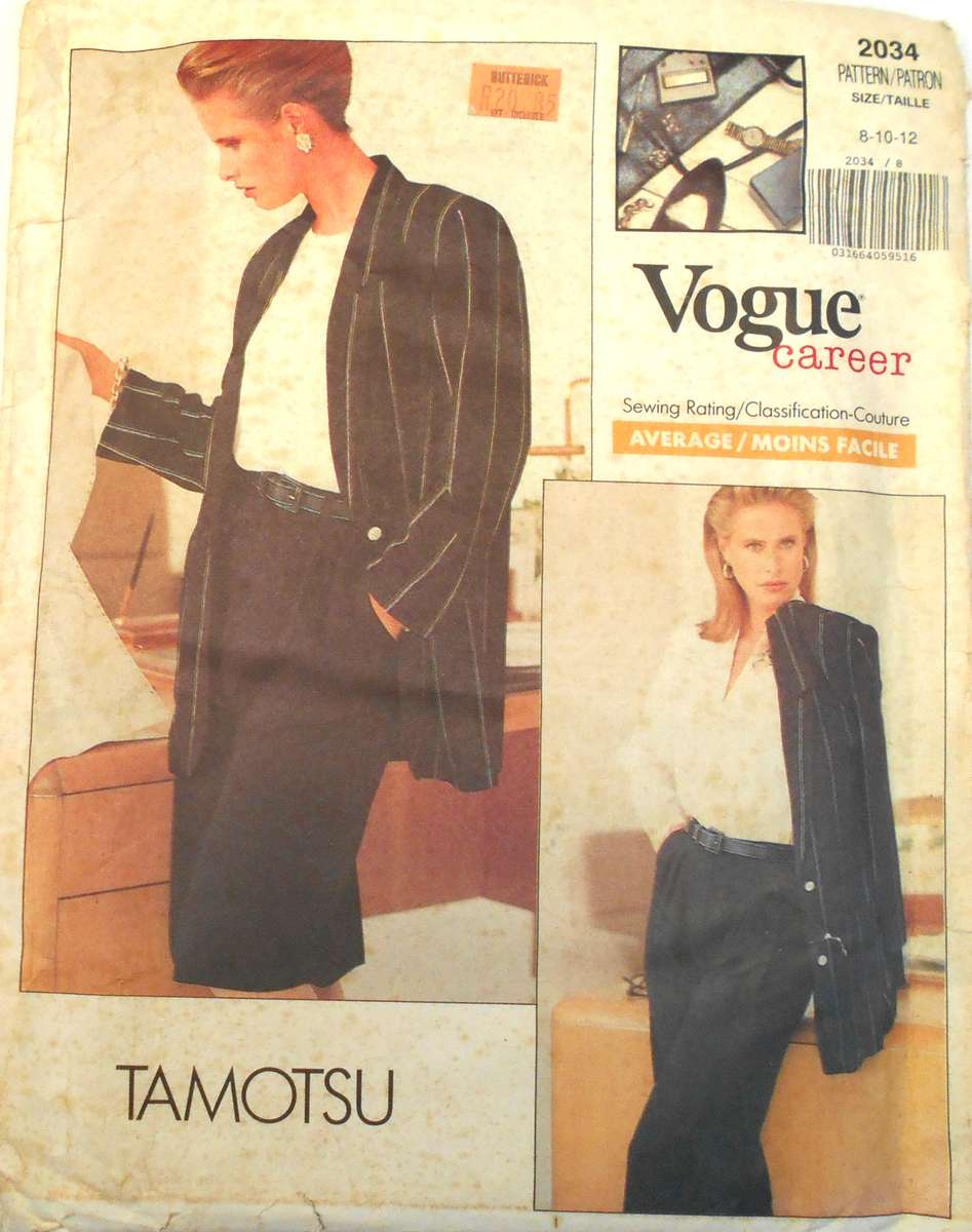 VOGUE CAREER 2034 JACKET-SKIRT-PANTS SIZE 8-10-12 COMPLETE-UNCUT-F/FOLDED