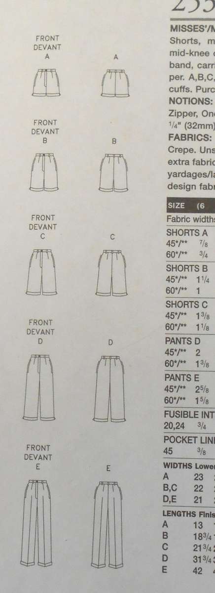 VOGUE BASIC DESIGN 2532 SHORTS & PANTS SIZE 12-14-16 COMPLETE-UNCUT-F/FOLDED