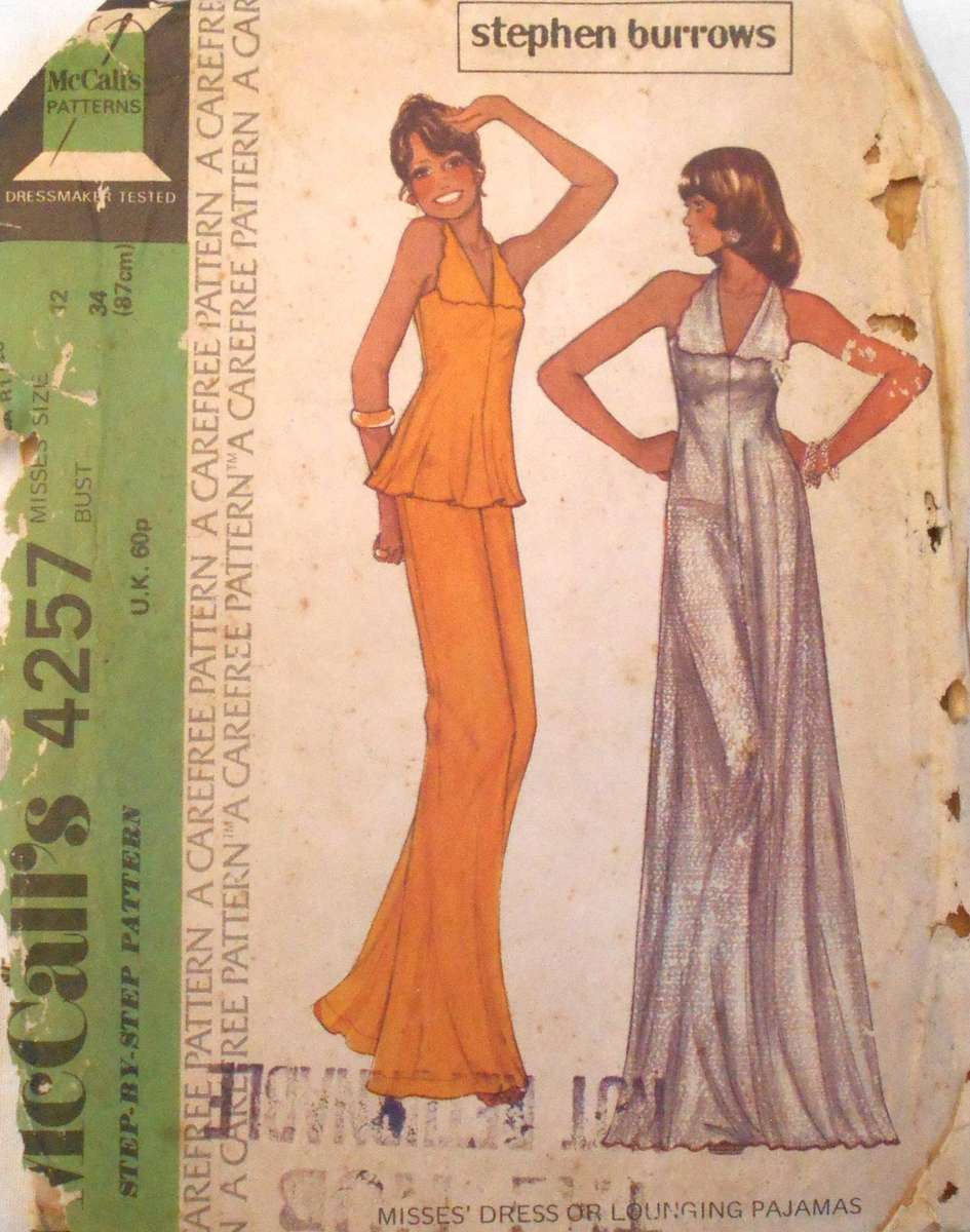 VINTAGE McCALLS 4257 DRESS FOR LOUNGING MUMS SIZE 12 BUST 34 COMPLETE