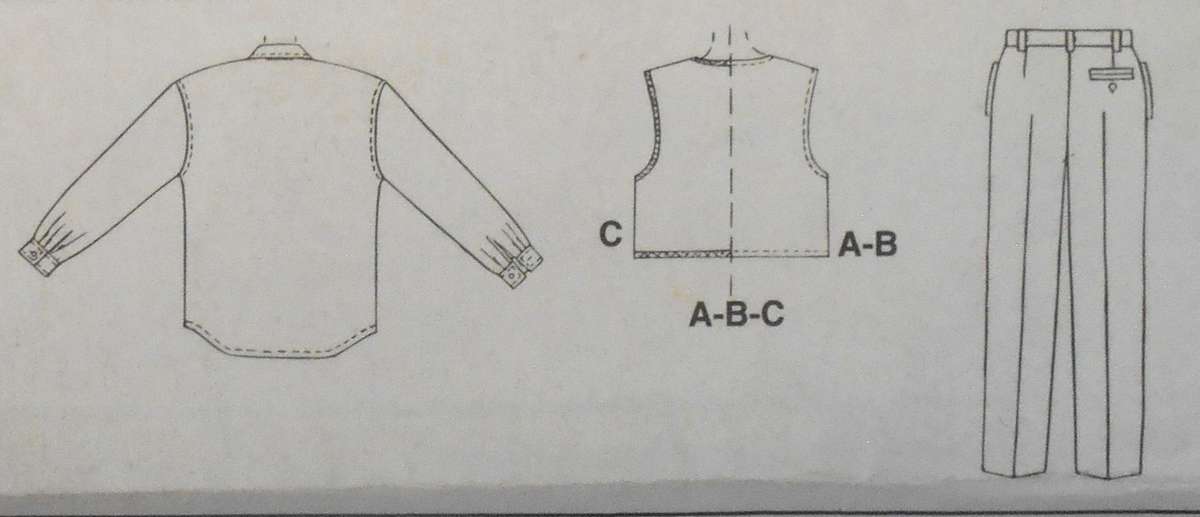 McCALLS 7817 MENS UNLINED WAISTCOAT-SHIRT-PANTS SIZE 52-54-56 COMPLETE-UNCUT-F/FOLDED