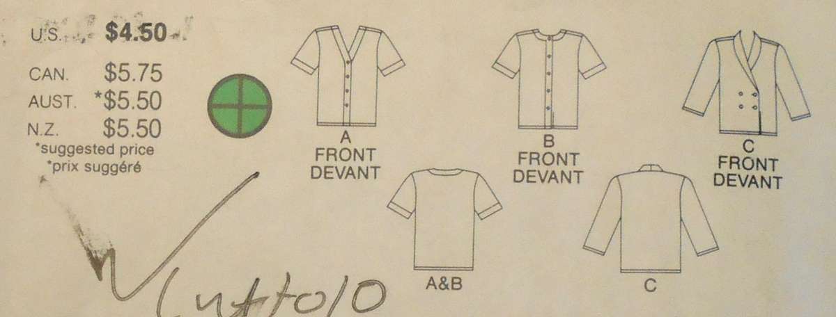 BUTTERICK 3692 LOOSE FITTING BLOUSE SIZE 8-10-12 COMPLETE-CUT TO 10