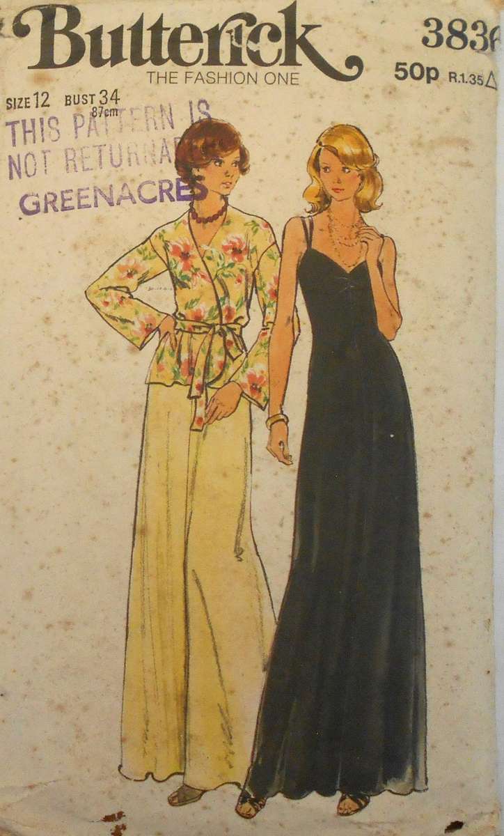 BUTTERICK 3836 EVENING JACKET & DRESS SIZE 12 BUST 34 COMPLETE