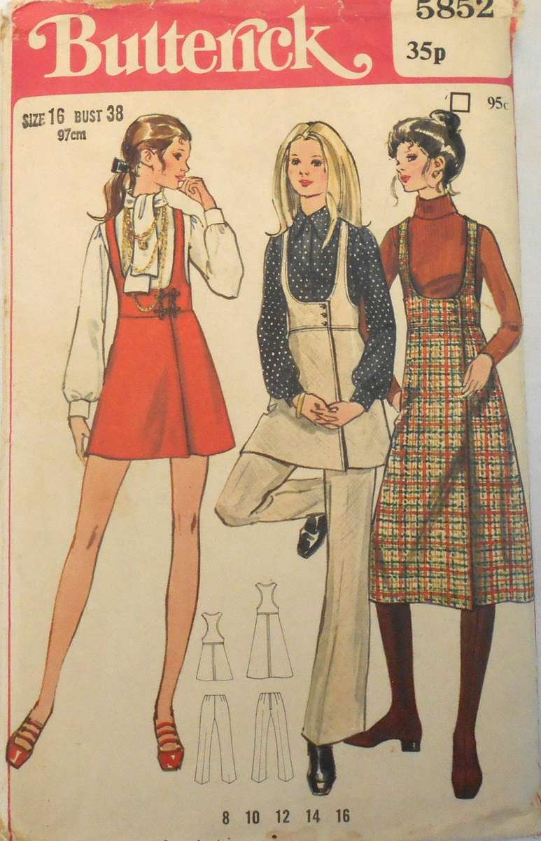 BUTTERICK 5852PINAFORE-PANTS SIZE 16 BUST 38 COMPLETE