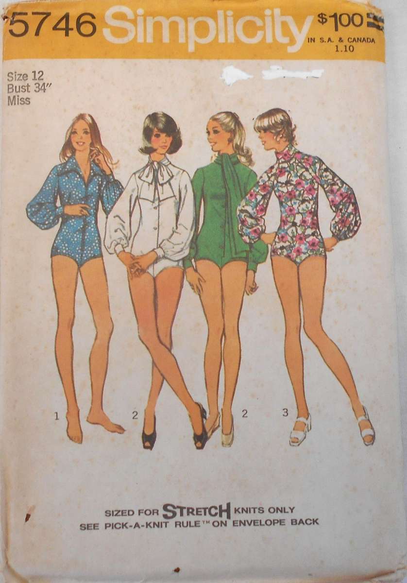 SIMPLICITY 5746 SET OF BODYSUITS SIZE 12 BUST 34 COMPLETE-UNCUT-F/FOLDED