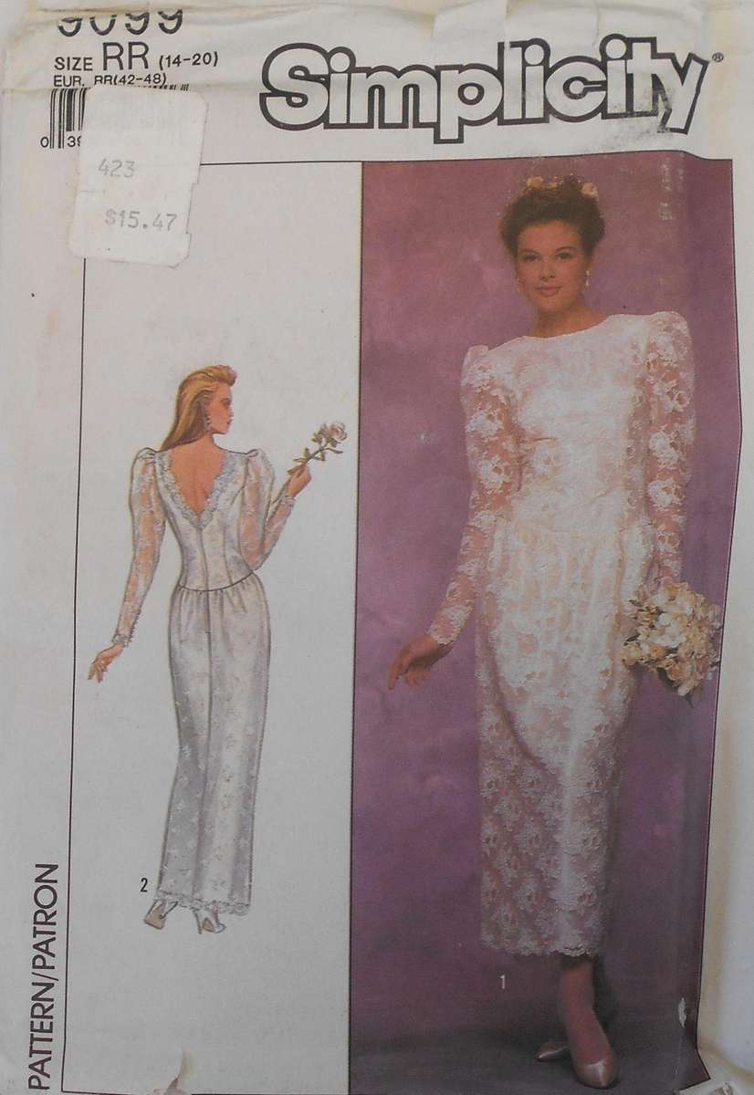 SIMPLICITY 9099 LINED BRIDAL DRESS IN 2 LENGTHS SIZE 14-20 COMPLETE-UNCUT-F/FOLDED
