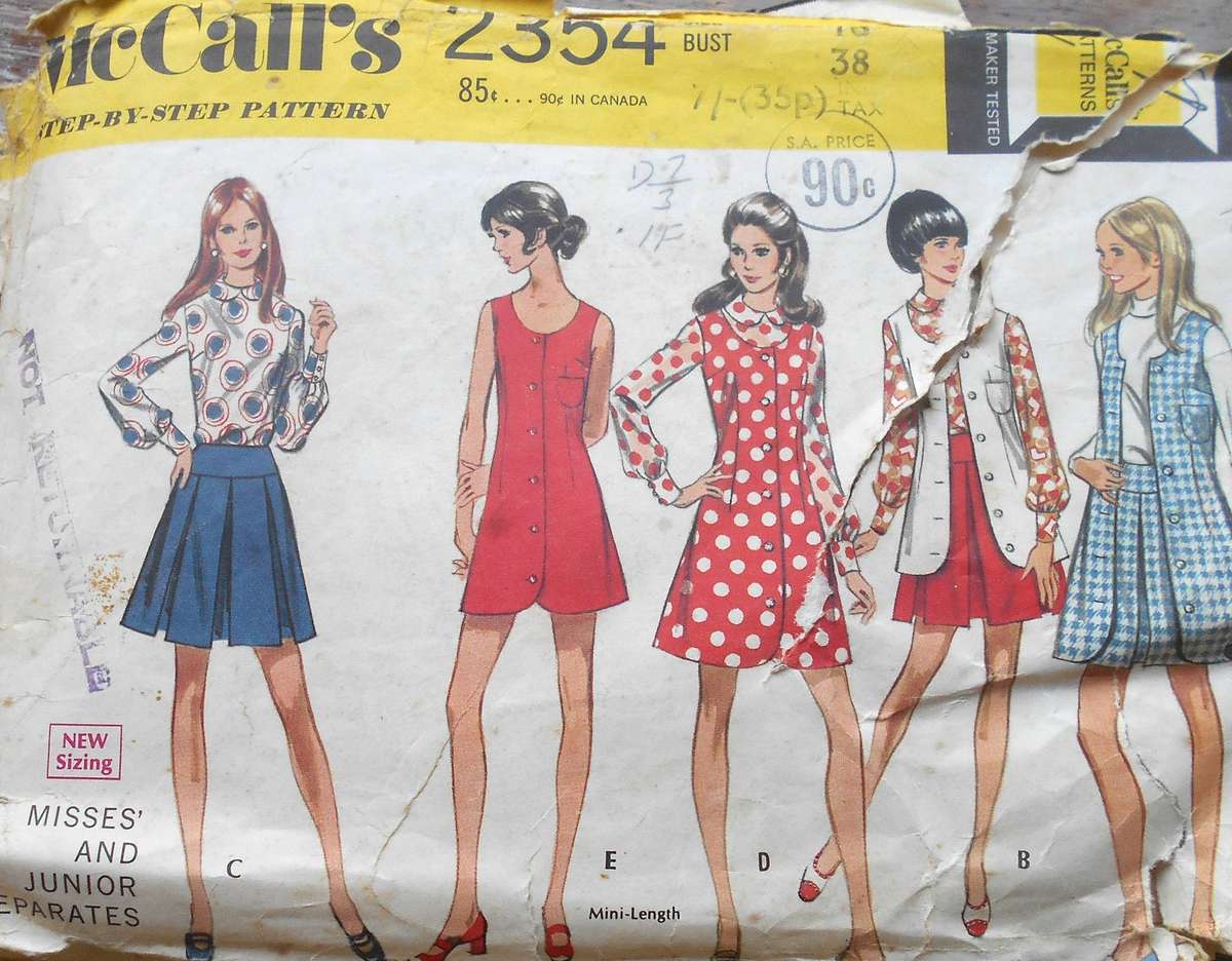 VINTAGE McCALLS 2354 DRESS & SEPARATES SIZE 16 BUST 38" COMPLETE-NO SEWING INSTRUCTIONS SUPPLIED
