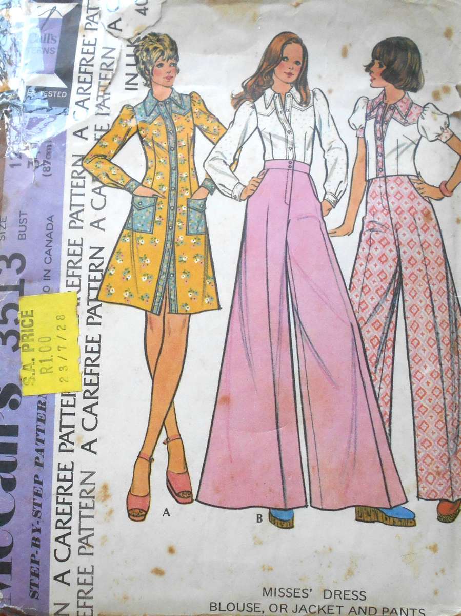 VINTAGE McCalls 3513 DRESS-BLOUSE-JACKET-PANTS SIZE 12 BUST 34" COMPLETE