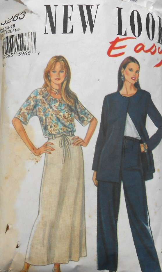 NEW LOOK PATTERNS 6283 JACKET-TOP-PANTS-TIE SKIRT SIZE 8-18 COMPLETE-PART CUT TO 18