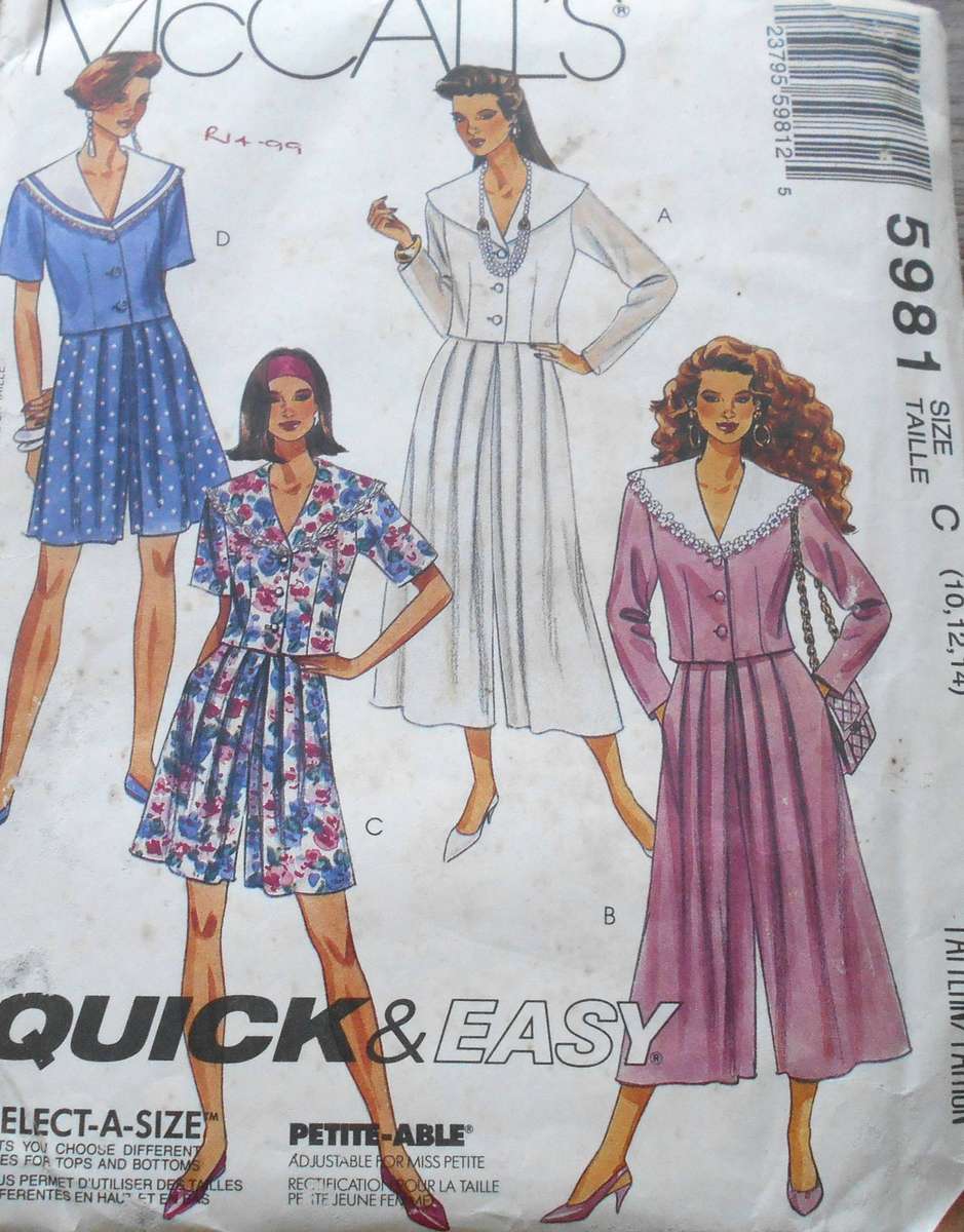 McCalls 5981 TWO PIECE DRESS & SPLIT SKIRT SIZE 10-12-14 COMPLETE-UNCUT-F/FOLDED