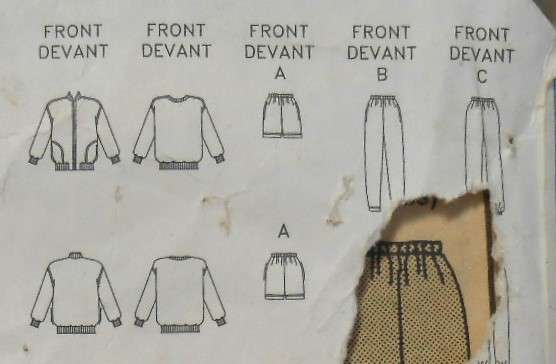 BUTTERICK 4473 TRACKSUIT JACKET-TOP-SHORTS-PANTS SIZE XS-S-M (6-14) COMPLETE-CUT TO M (12-14)-ZIPLOC