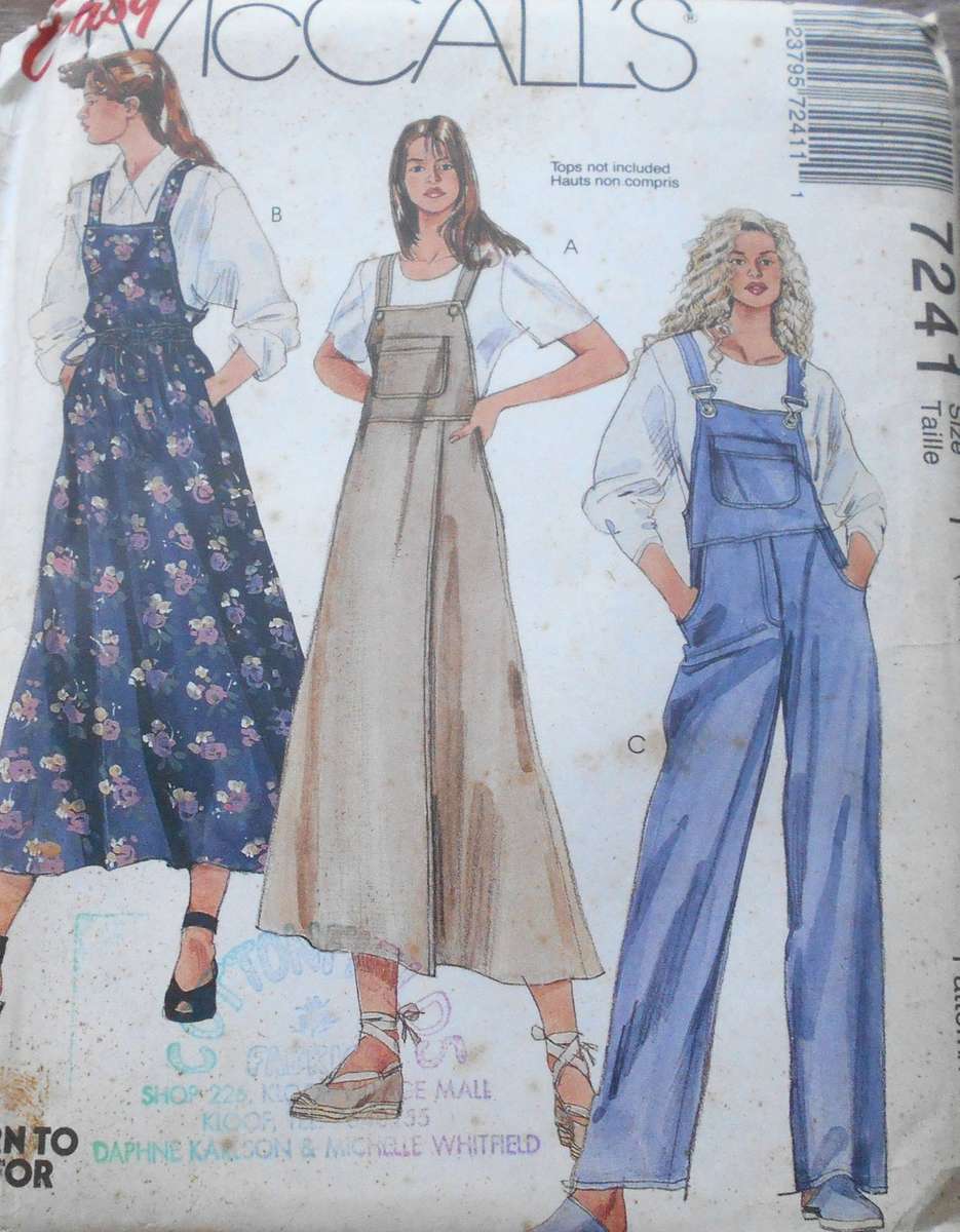 McCalls 7241 PINAFORE & OVERALLS SIZE XS-S-M (4-14) COMPLETE-UNCUT-F/FOLDED