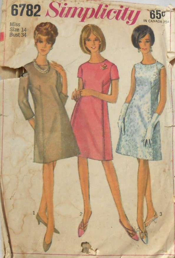 SIMPLICITY 6782 ONE PIECE DRESS SIZE 14 BUST 14 COMPLETE-ZIPLOC