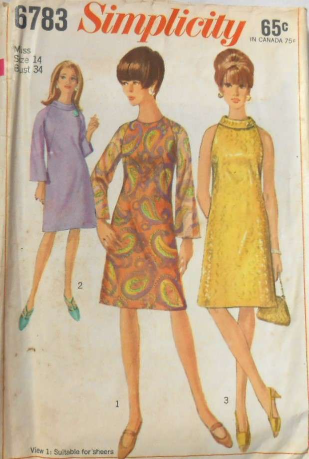 SIMPLICITY 6783 ONE PIECE DRESS SIZE 14 BUST 14 COMPLETE