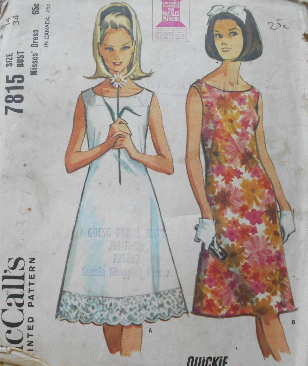 V/VINTAGE McCalls 7815 DRESS SIZE 14 BUST 34 COMPLETE