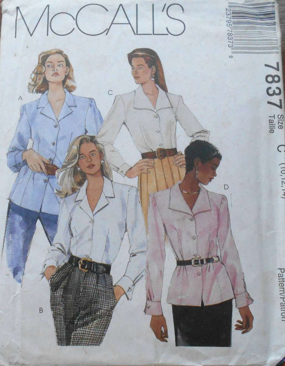 McCalls 7837 SET OF BLOUSES SIZE 10-12-14 COMPLETE-CUT TO 14