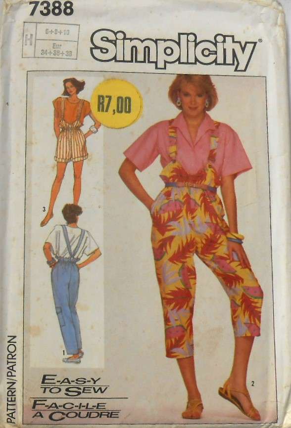 SIMPLICITY 7388 SUSPENDER PANTS IN 3 LENGTHS SIZE 6-8-10 COMPLETE-UNCUT-F/FOLDED