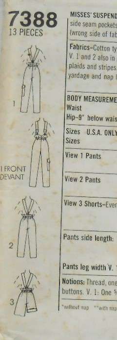 SIMPLICITY 7388 SUSPENDER PANTS IN 3 LENGTHS SIZE 6-8-10 COMPLETE-UNCUT-F/FOLDED
