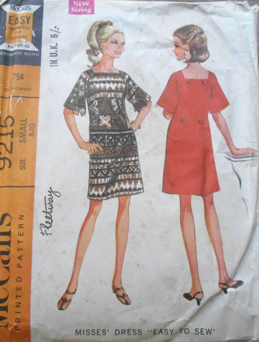 VINTAGE McCalls 9215 DRESS SIZE SMALL 10-12 COMPLETE-UNCUT-F/FOLDED