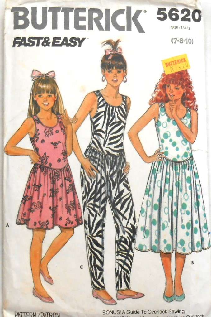 BUTTERICK 5620 GIRLS DRESS & JUMPSUIT SIZE 7-8-10 YEARS-COMPLETE-CUT TO 10 YEARS