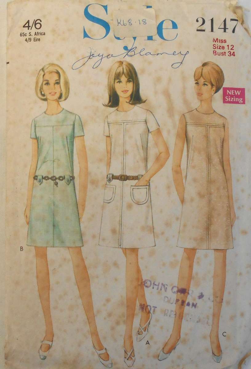 VINTAGE STYLE 2147 ONE PIECE DRESS SIZE 12 BUST 34 COMPLETE