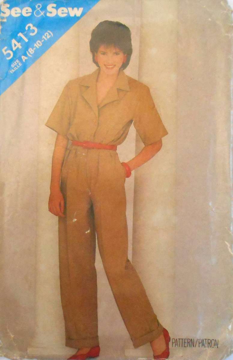 BUTTERICK 5413 JUMPSUIT SIZE 8-10-12 COMPLETE-UNCUT-F/FOLDED