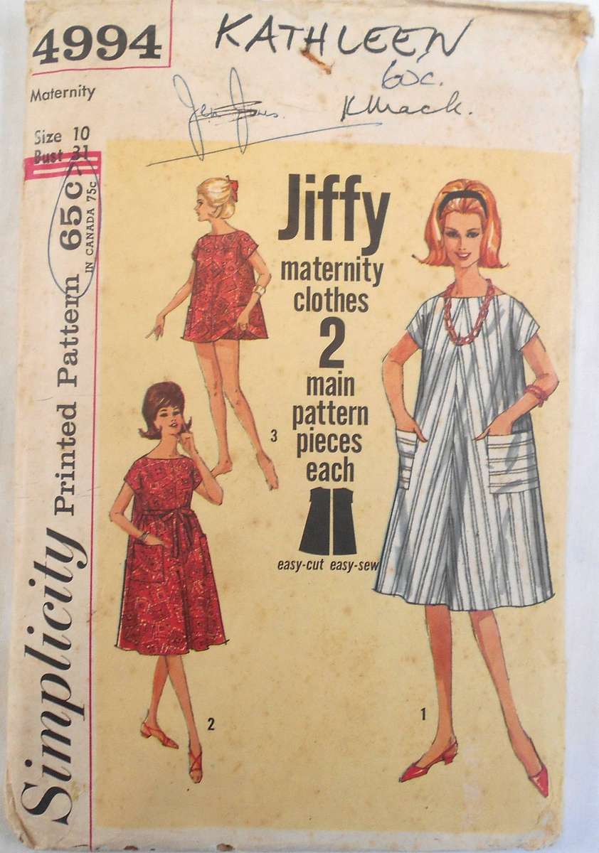 VINTAGE SIMPLICITY 4994 MATERNITY ONE PIECE DRESS-TOP & PANTIES SIZE 10 BUST 31 COMPLETE