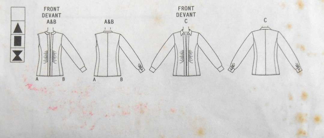 VOGUE 7751 SEMI FITTED PARTIALLY BIAS SHIRTS SIZE 12-14-16 COMPLETE CUT TO 16