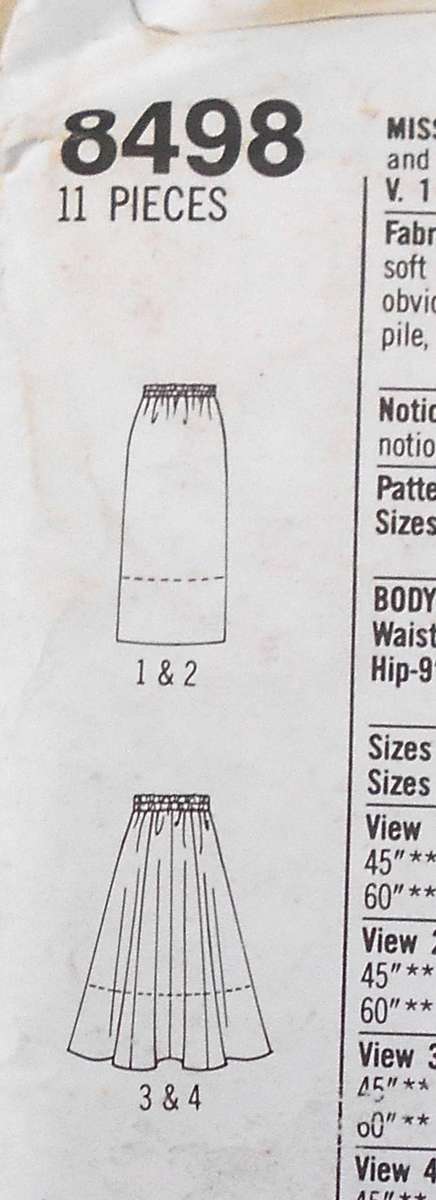 SIMPLICITY 8498 SLIM OR FLARED SKIRT IN 2 LENGTHS SIZE 10-16 COMPLETE CUT TO 16