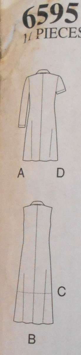 NEW LOOK PATTERNS 6595 FRONT BUTTON DRESS SIZES 10-22-COMPLETE-CUT TO 20