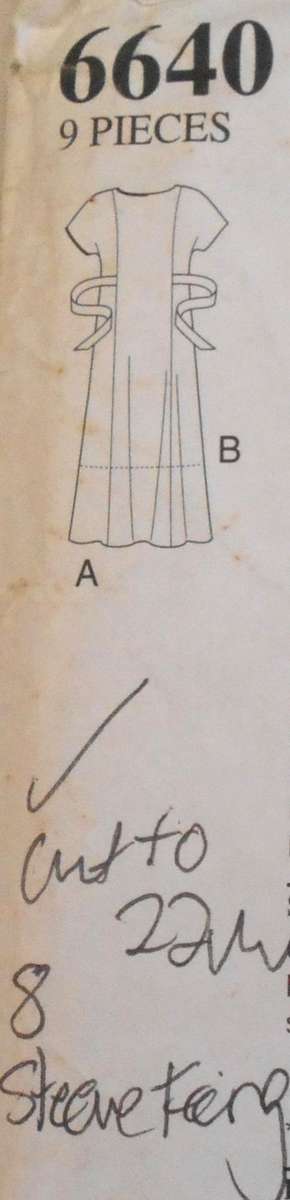 NEW LOOK PATTERNS 6640 FRONT BUTTON DRESS WITH TIEBACK SIZES 18W-26W-COMPLETE-CUT TO 22W