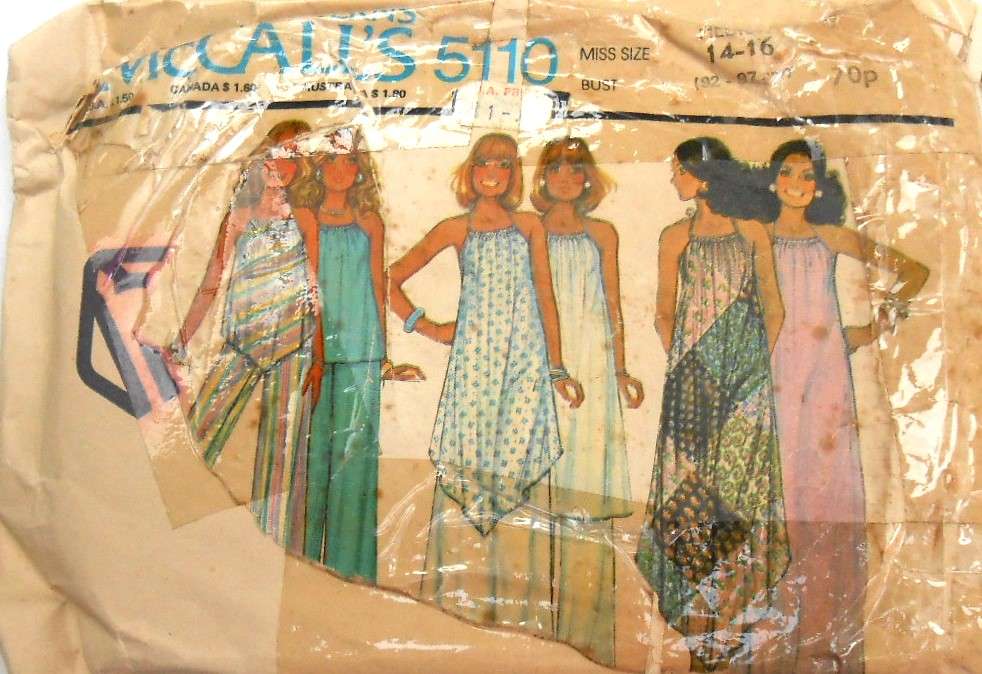 McCALLS 5110 HANDKERCHIEF TOP & DRESS SIZE 14-16 COMPLETE-SUPPLIED IN ENVELOPE