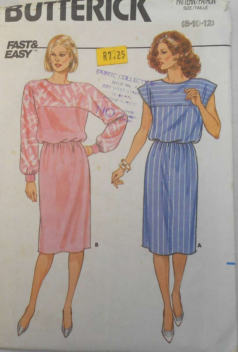 BUTTERICK 3571 STRAIGHT PULLOVER DRESS SIZE 8-10-12 COMPLETE-CUT TO 12