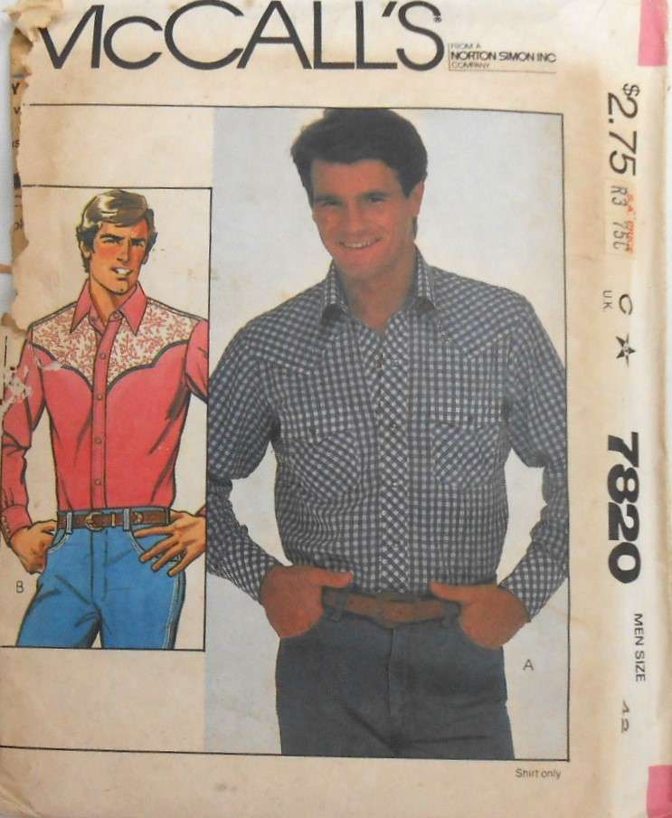 McCALLS 7820 MENS SHIRT SIZE 42 COMPLETE-UNCUT-F/FOLDED