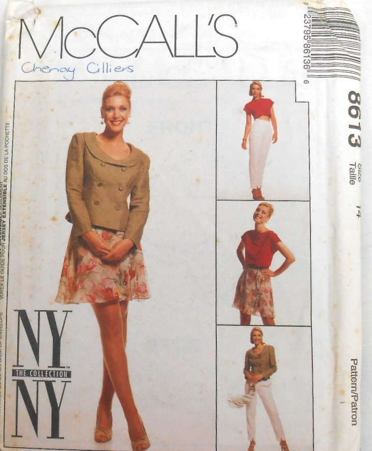 McCALLS 8613 LINED JACKET-TOP-PANTS-SKIRT SIZE 14 COMPLETE-UNCUT-F/FOLDED