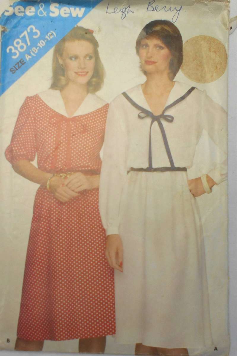 BUTTERICK 3873 LOOSE FITTING DRESS SIZE 8-10-12 COMPLETE-CUT TO 10