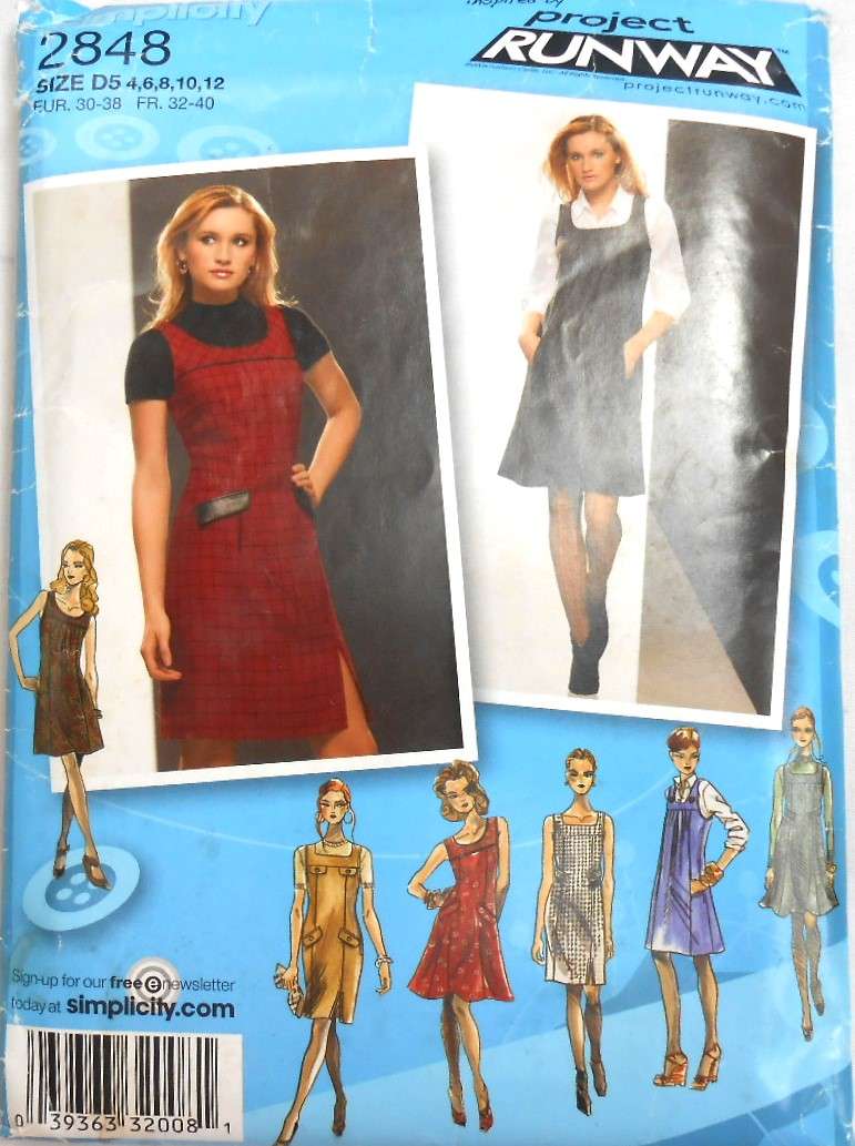 SIMPLICITY 2848 PINAFORE DRESS SIZE 4-6-8-10-12 COMPLETE-CUT TO 12