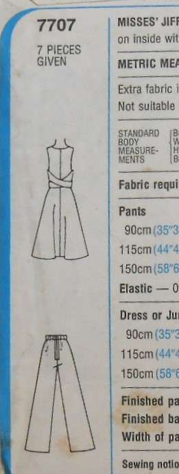 SIMPLICITY 7707 WRAP DRESS-PINAFORE-PANTS SIZE 12 BUST 87 CM COMPLETE-UNCUT-F/FOLDED