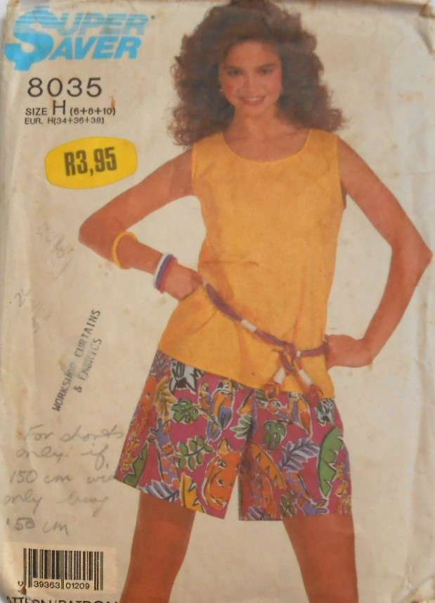 SIMPLICITY 8035 TOP & PULL-ON SHORTS SIZE 6-8-10 COMPLETE